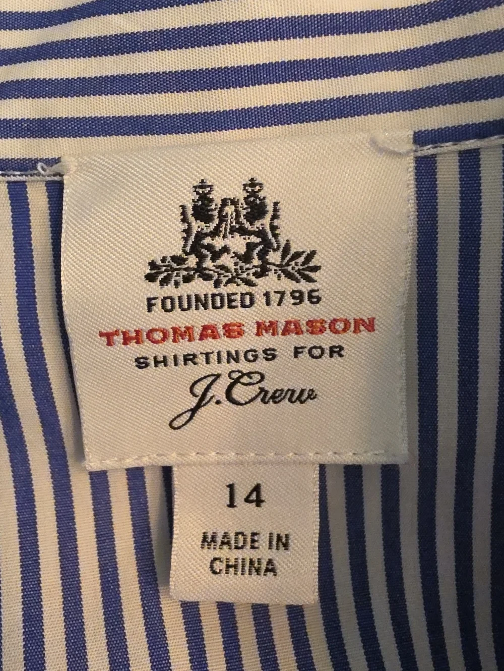J.CREW Thomas Mason Blue White Contrast Stripes Tiered Ruffle Tie Neck Top 14